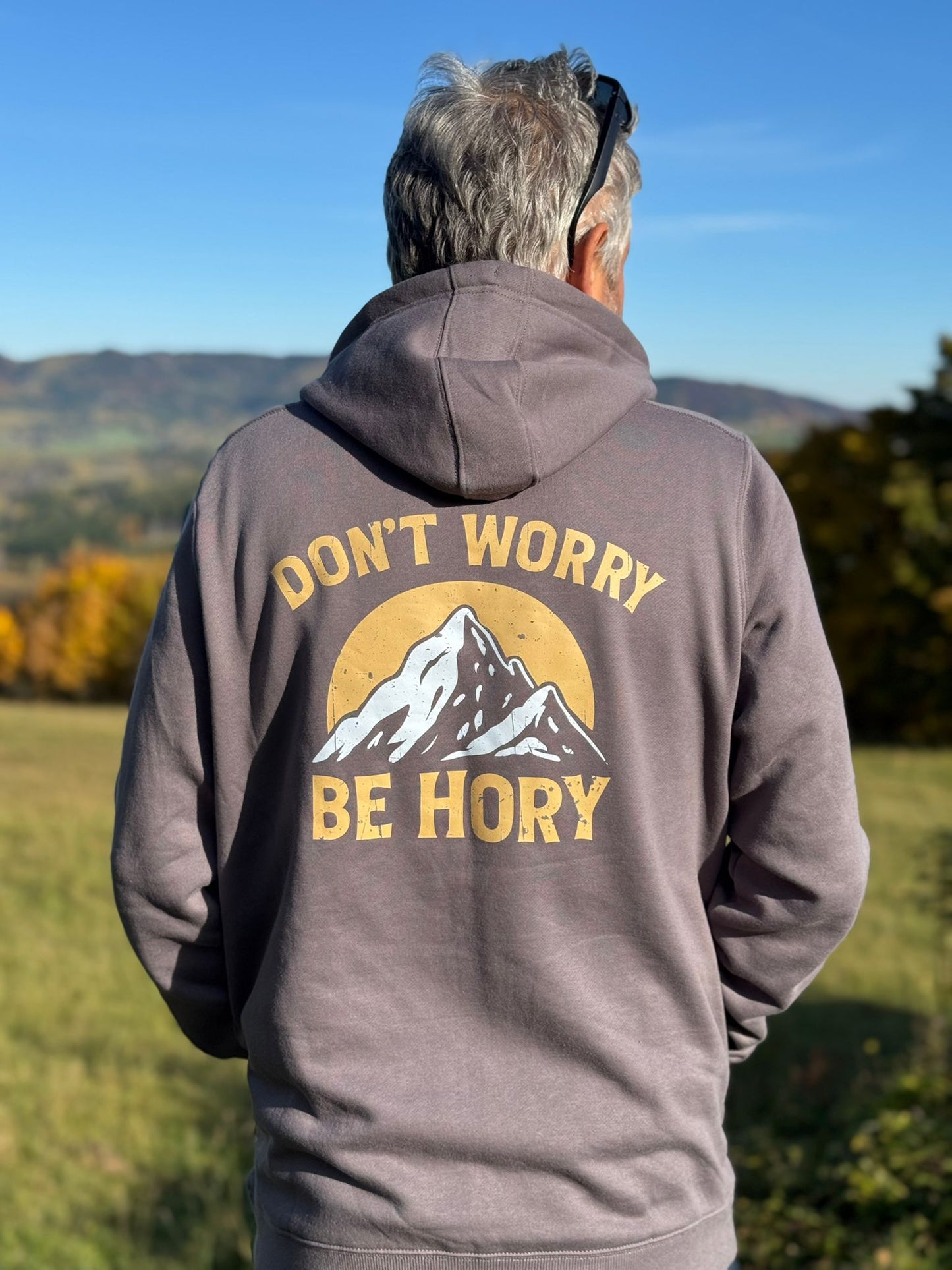 Pánská mikina s kapucí - Don't worry be hory mountain