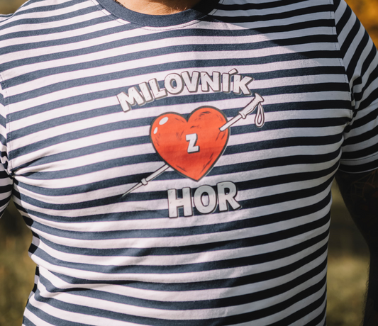 Unisex tričko - Milovník (z) hor pruhované