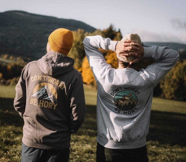 Pánská mikina s kapucí - Don't worry be hory mountain