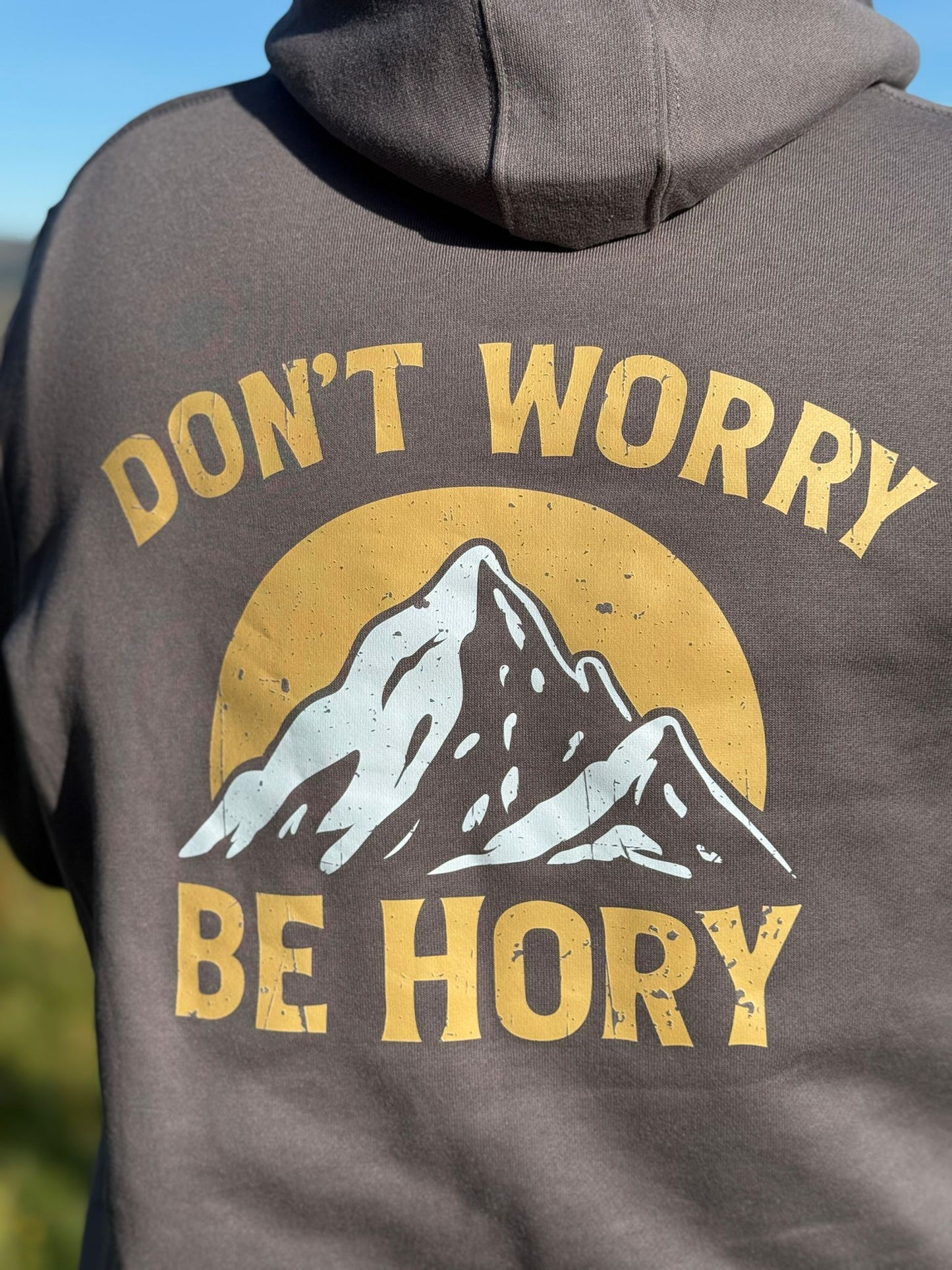 Pánská mikina s kapucí - Don't worry be hory mountain