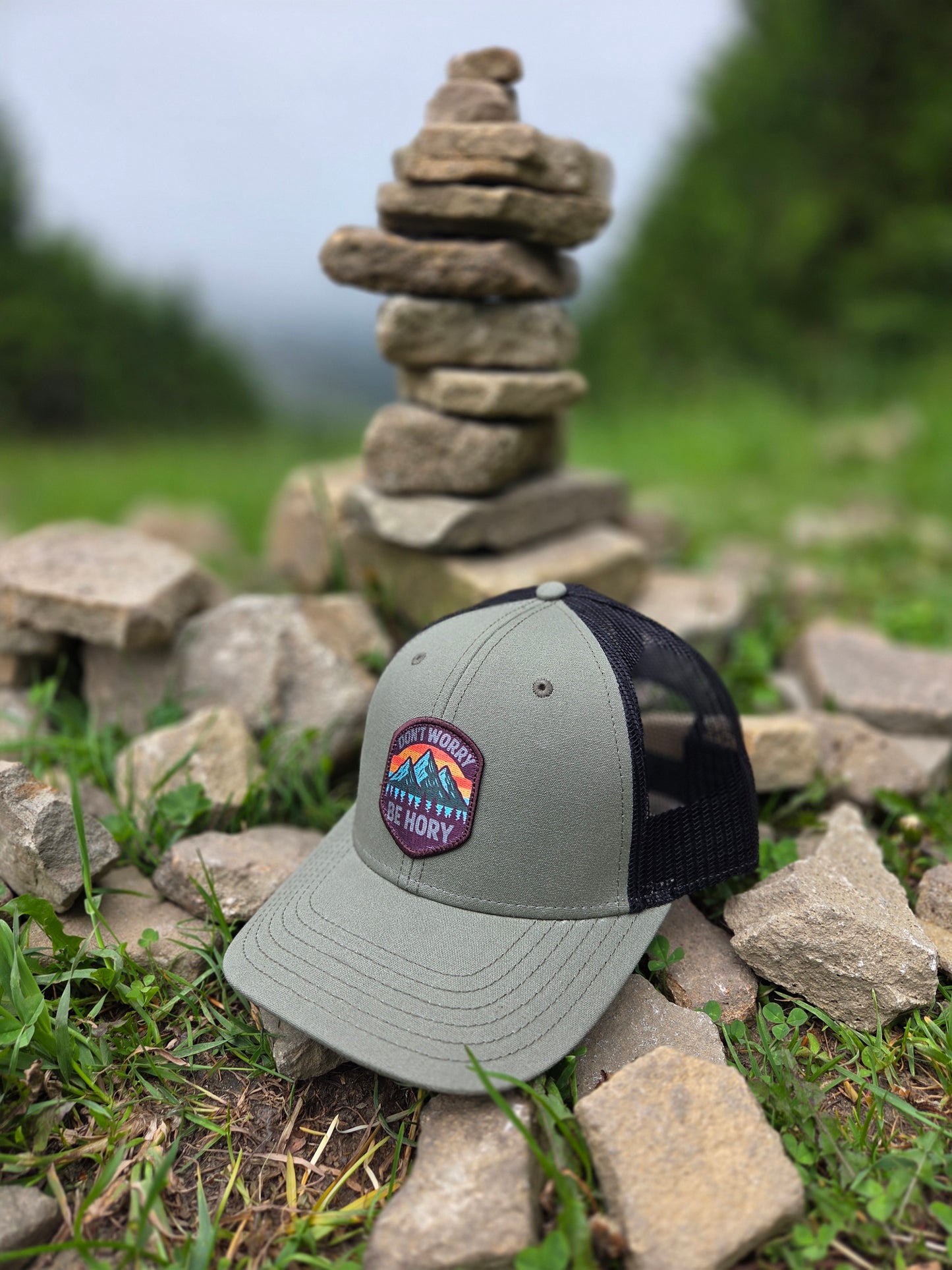 Kšiltovka trucker khaki - Don't Worry Be Hory