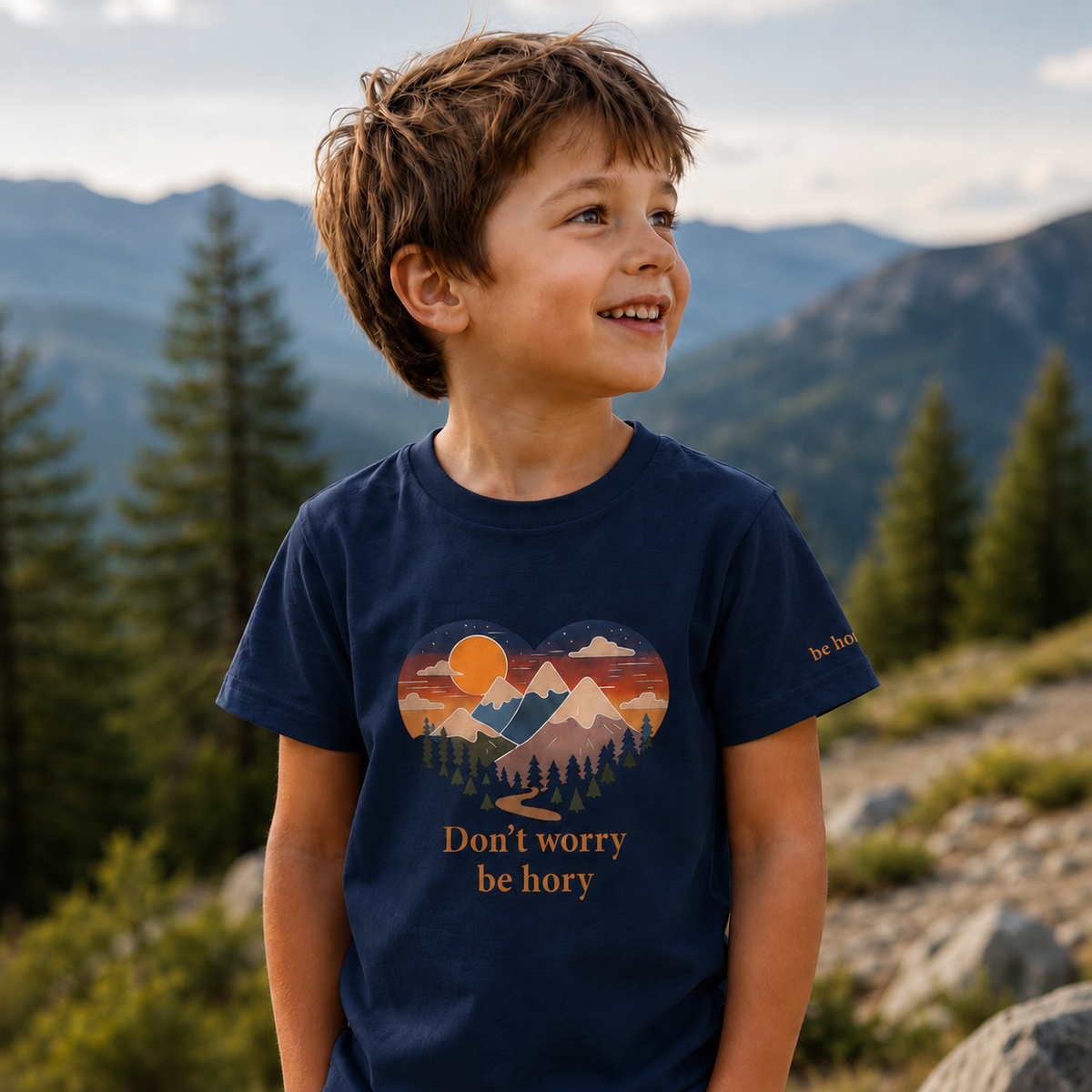 Don't worry be hory® Srdce – Dětské tričko z bio bavlny
