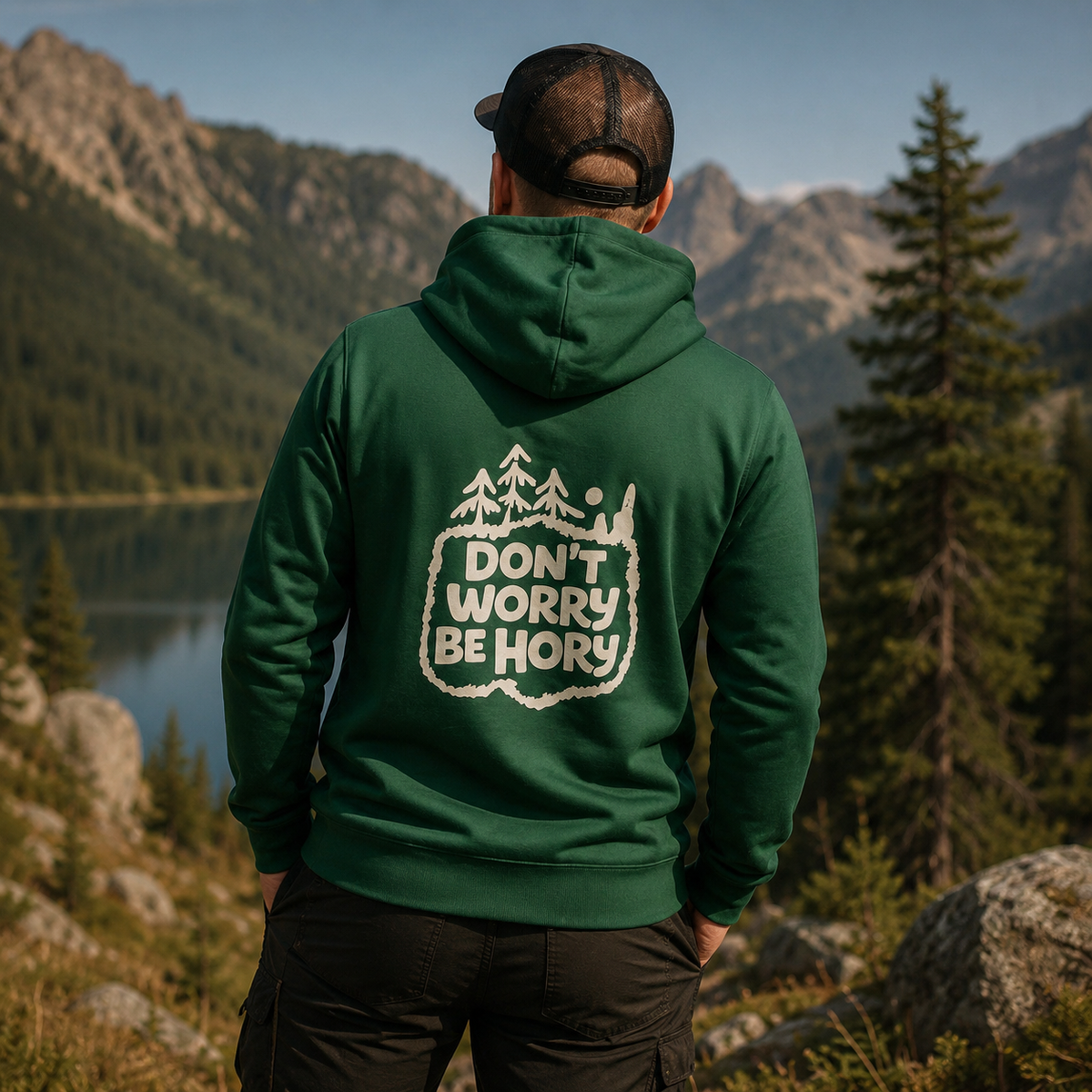 Don't worry be hory® Shishka – Pánská mikina s kapucí