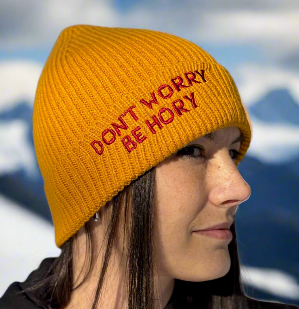 Zimní čepice - Don't worry, be hory® (text)
