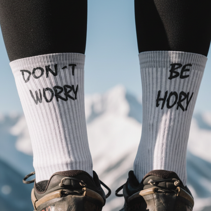 Ponožky Don't worry be hory bíločerné