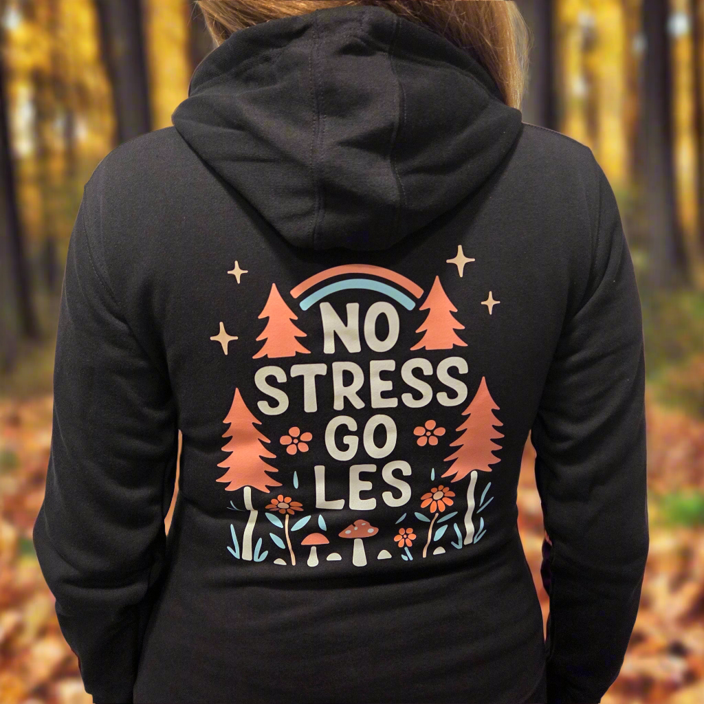 No stress go les – Dámská mikina na zip s kapucí
