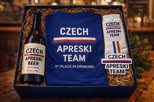 Czech Aprèski Beer + Pánské tričko modré + Merino ponožky