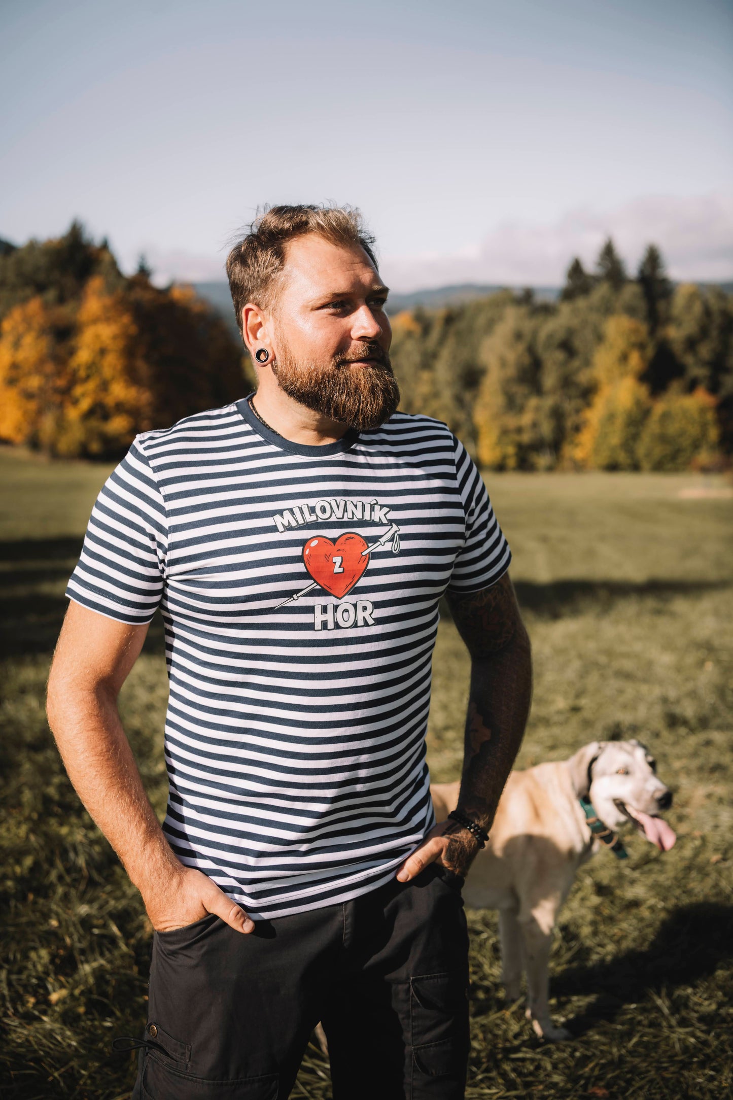 Unisex tričko - Milovník (z) hor pruhované