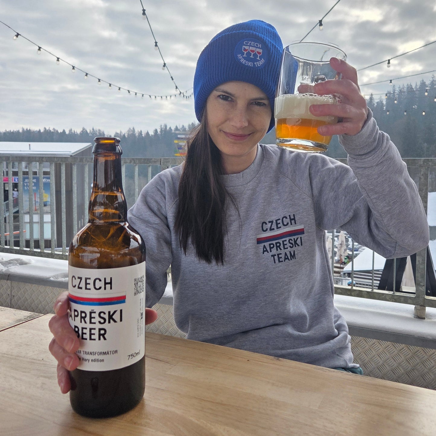 Czech Aprèski Beer + Pánské tričko modré + Merino ponožky