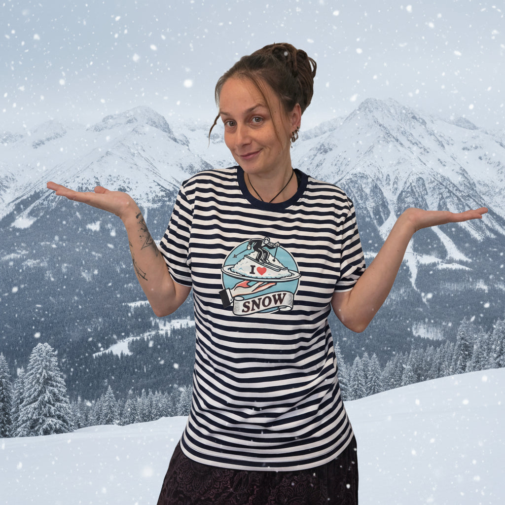 Unisex tričko - I love snow pruhované