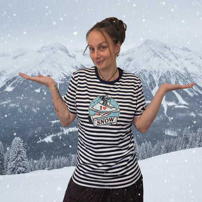 Unisex tričko - I love snow pruhované
