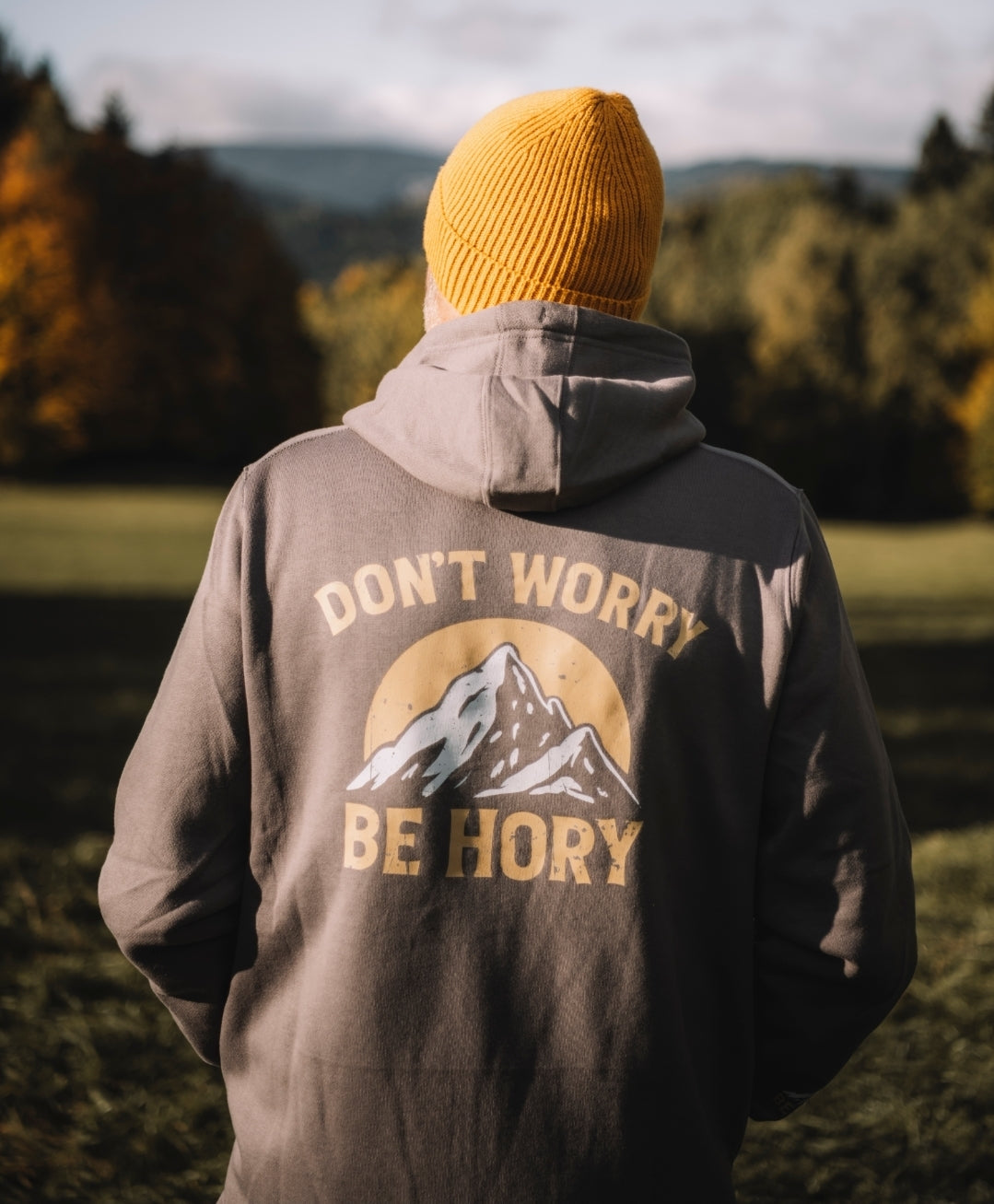 Pánská mikina s kapucí - Don't worry be hory mountain