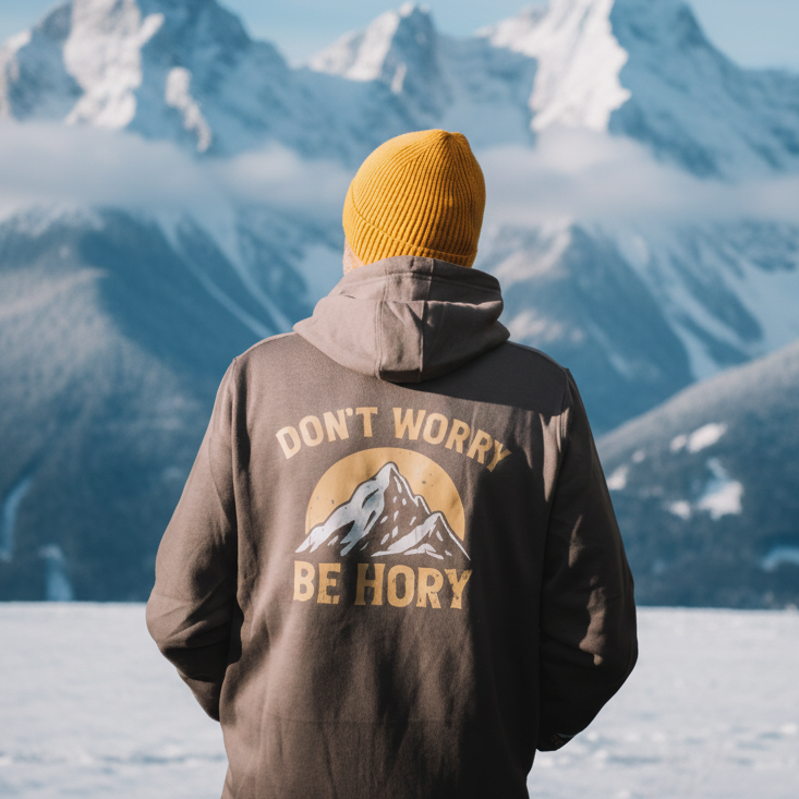 Pánská mikina s kapucí - Don't worry be hory mountain