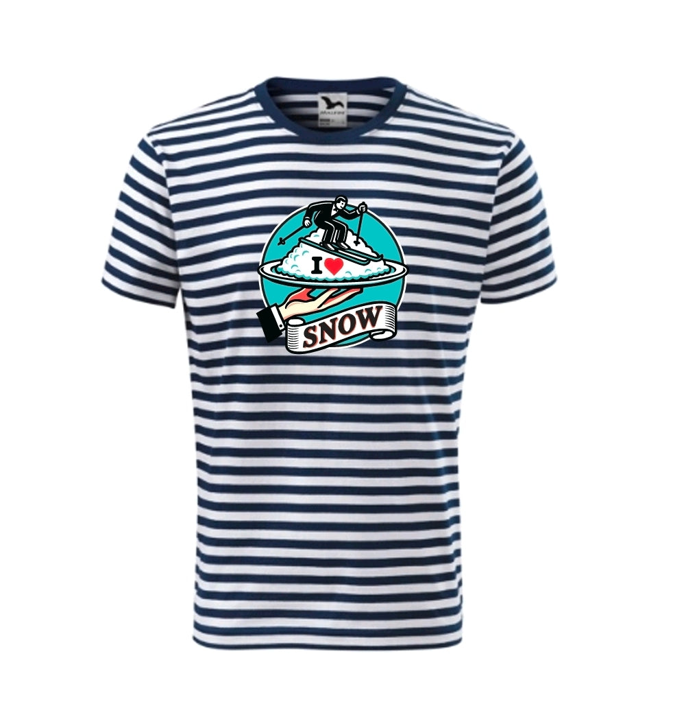 Unisex tričko - I love snow pruhované