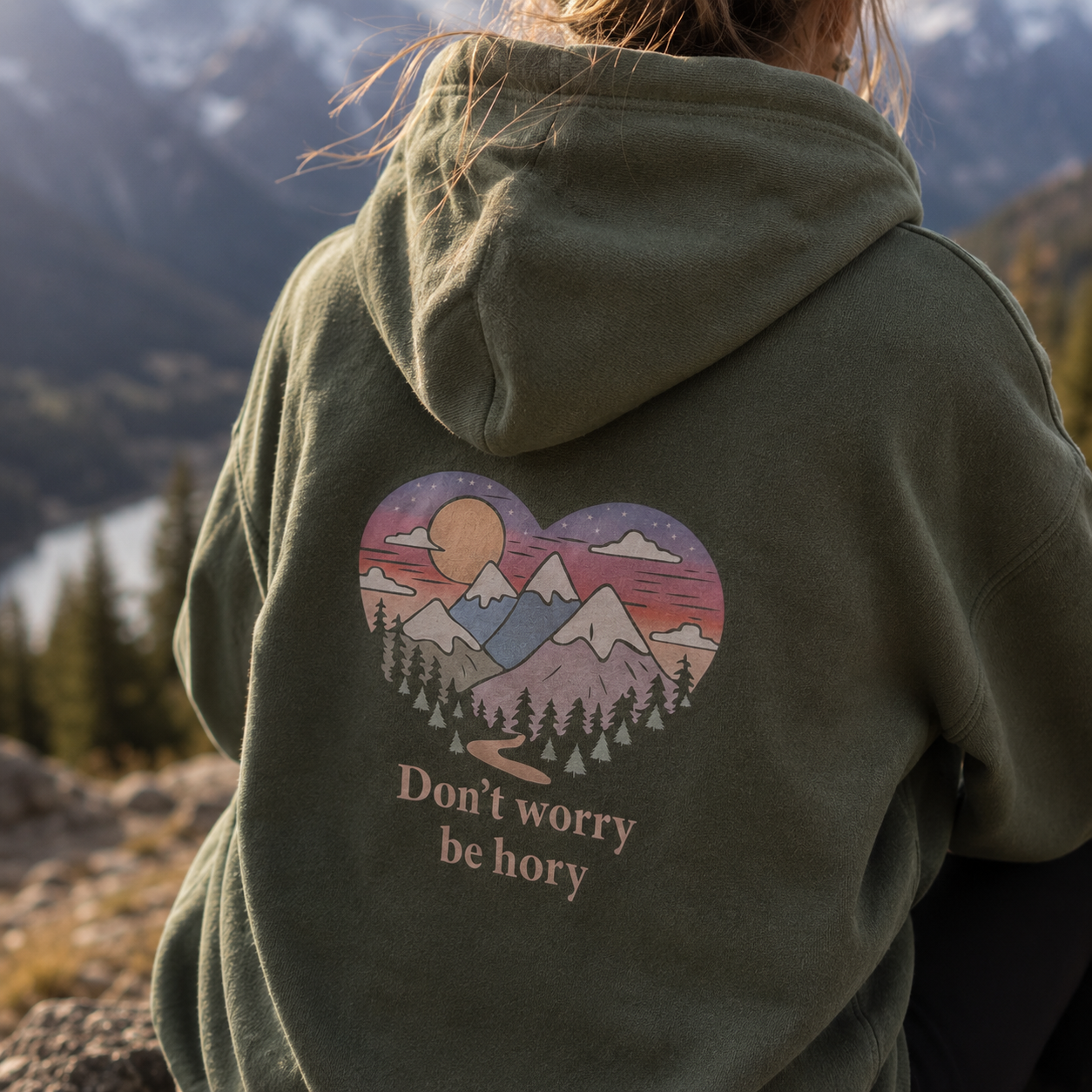 Srdce - Don't worry be hory® - Dámská mikina na zip s kapucí