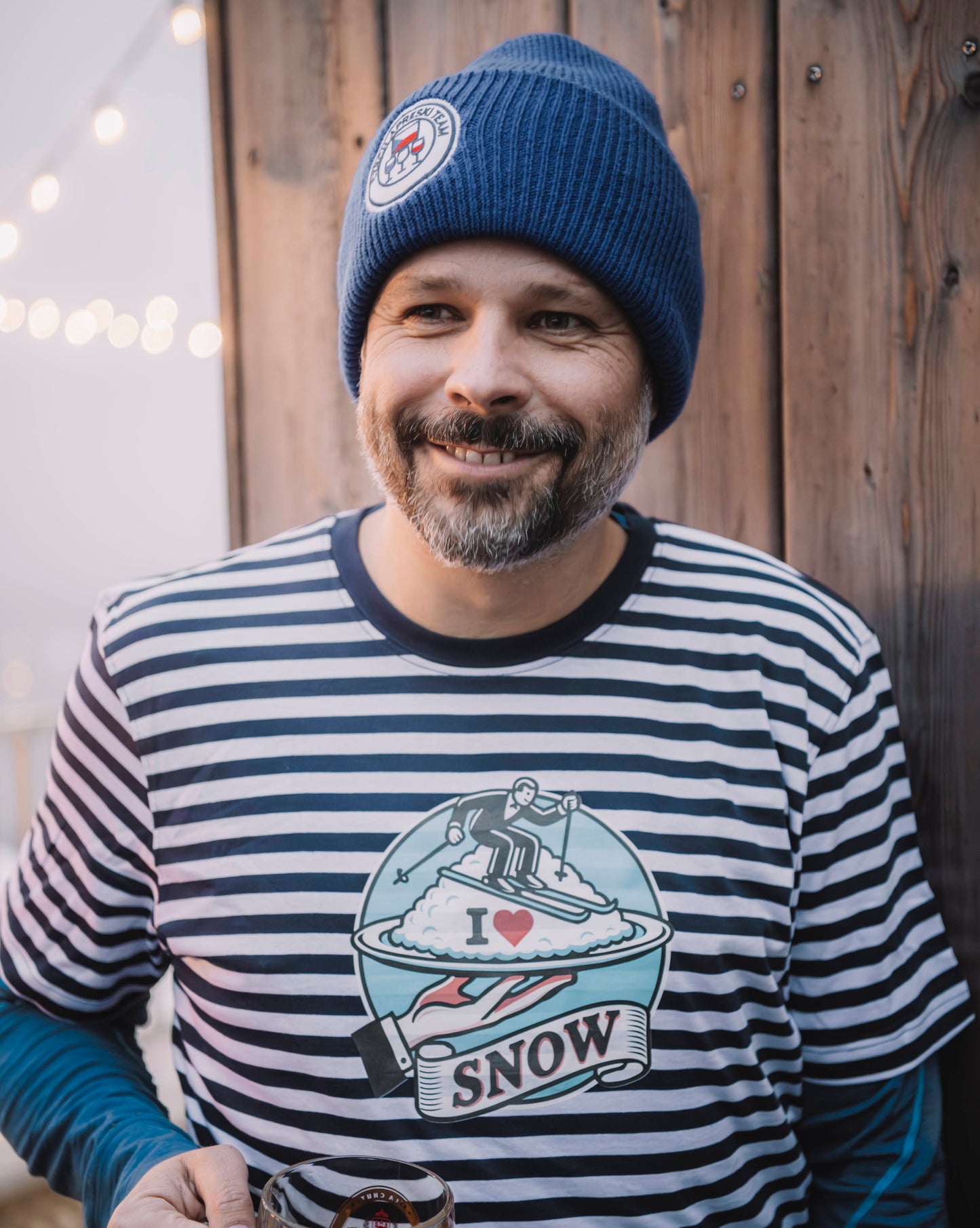 Unisex tričko - I love snow pruhované