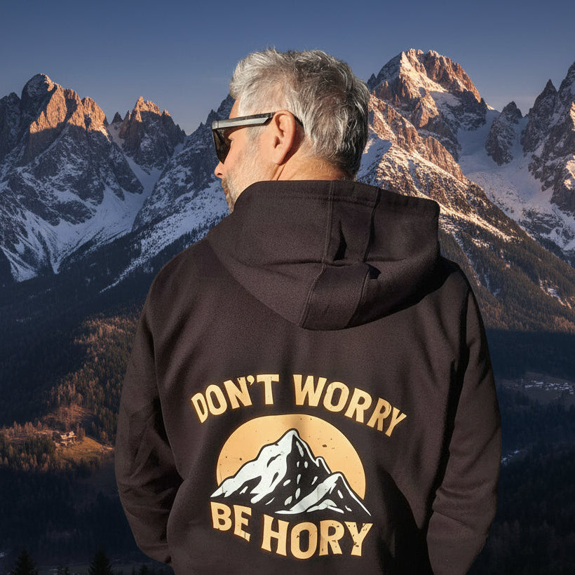 Don't worry be hory® Mountains – Pánská mikina s kapucí
