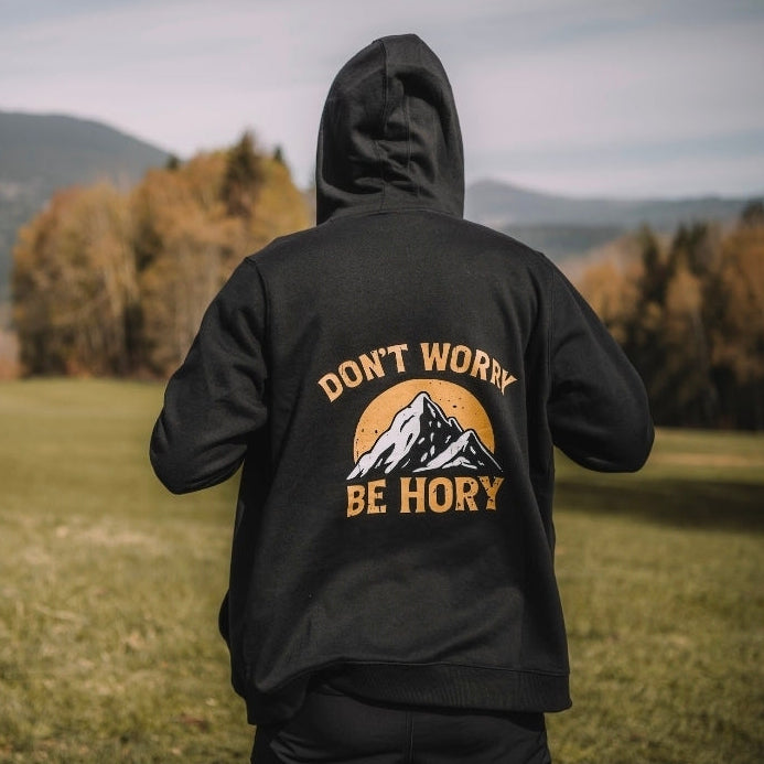 Don't worry be hory® Mountains – Pánská mikina s kapucí