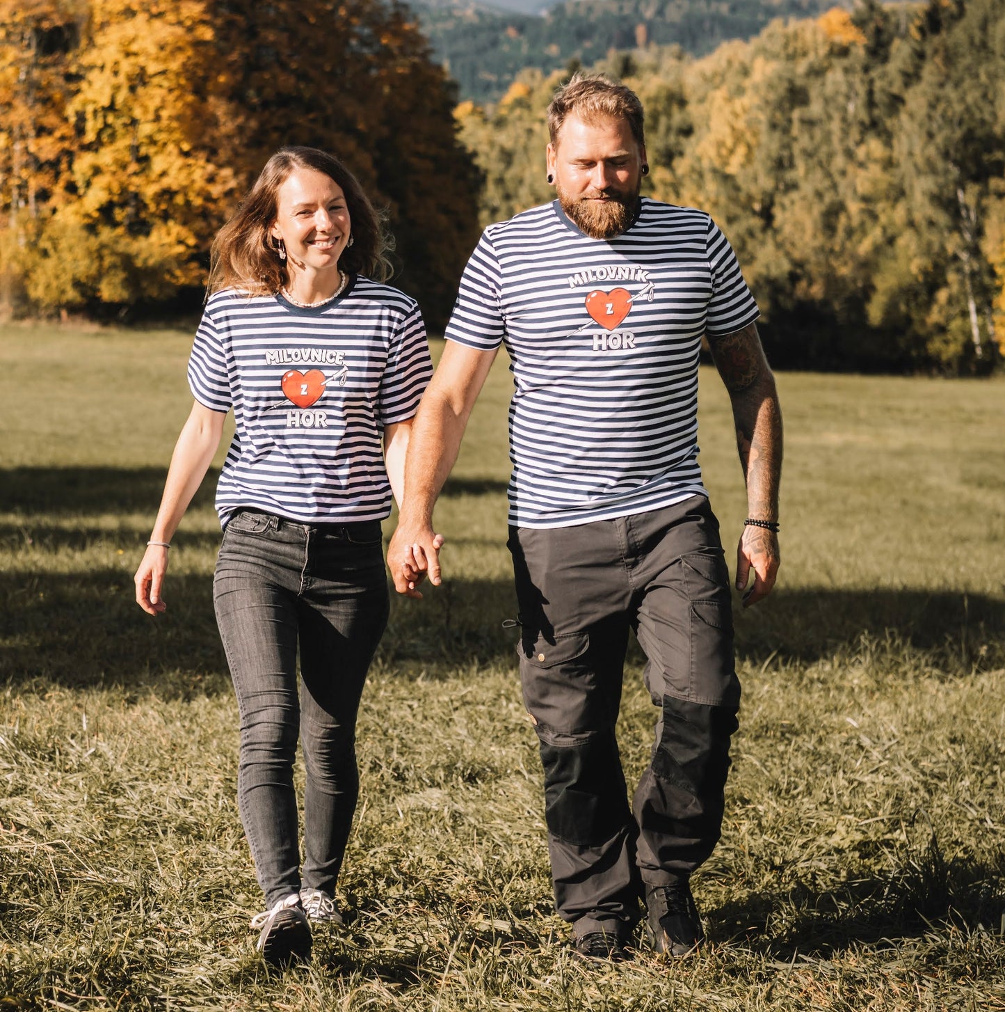 Unisex tričko - Milovník (z) hor pruhované