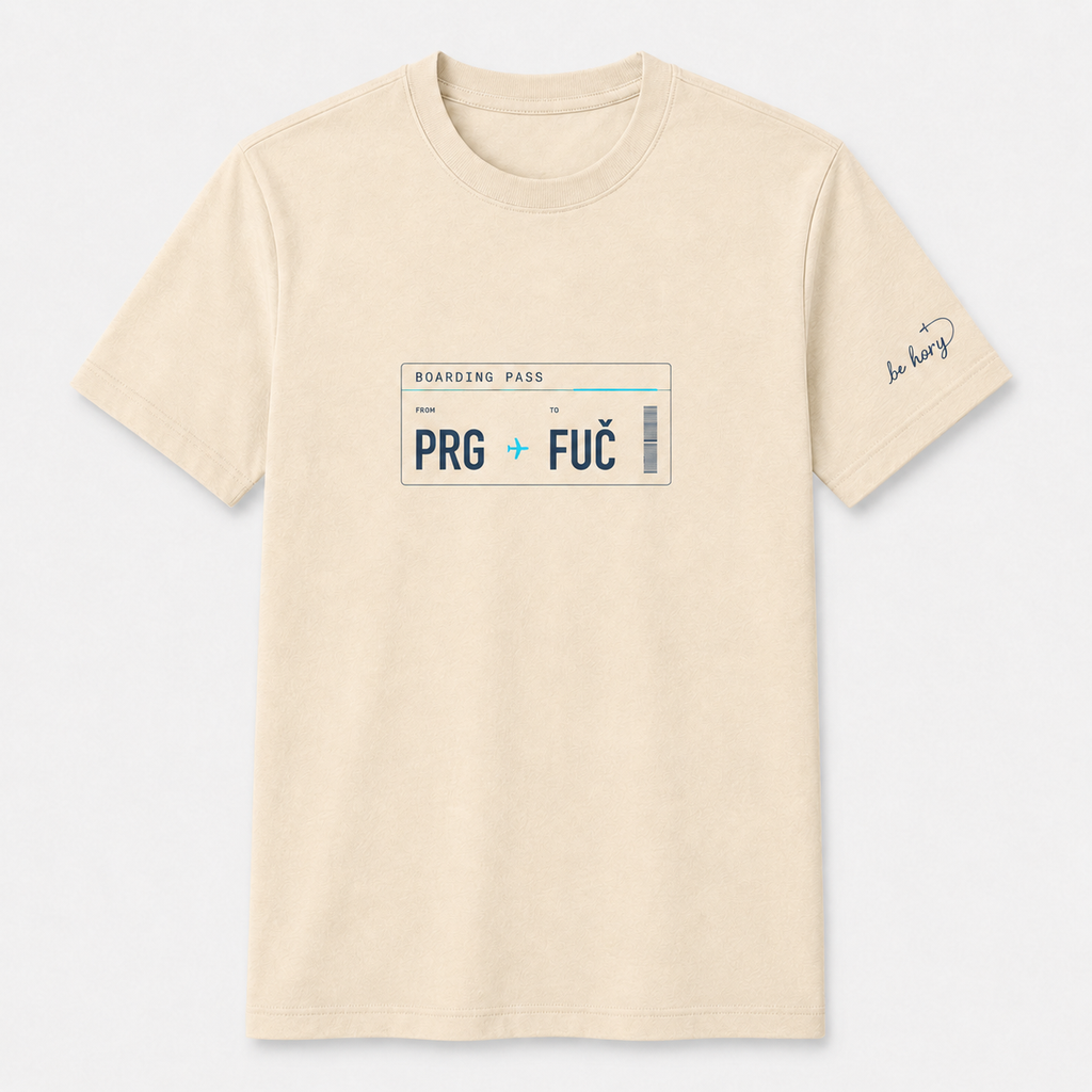 PRG ✈️ FUČ – Pánské cestovatelské tričko