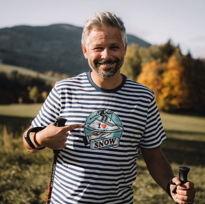 Unisex tričko - I love snow pruhované