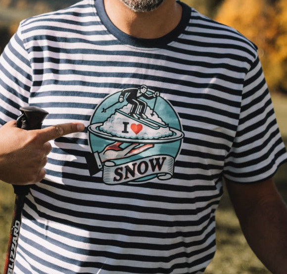 Unisex tričko - I love snow pruhované